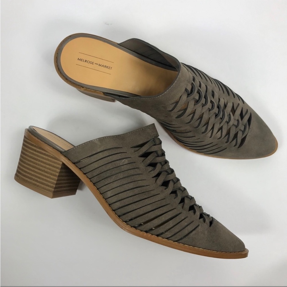 Melrose and market - gray heeled mules women’s 11